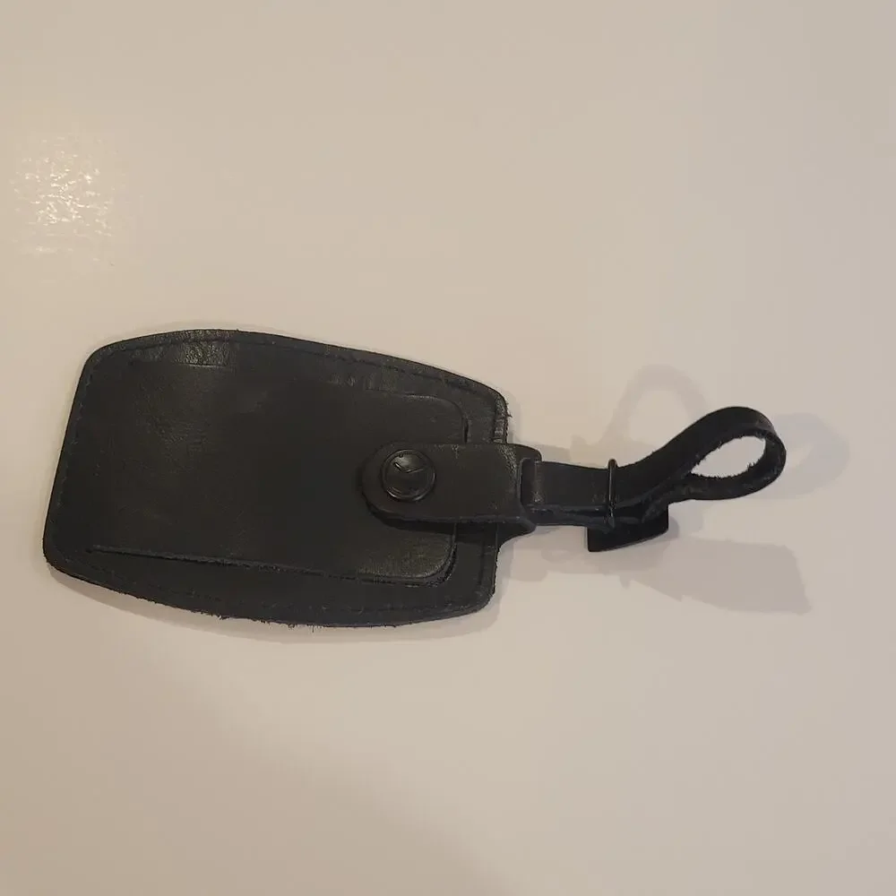Briggs & Riley Luggage Tag Black Leather ID Tag Bag Size 4.5